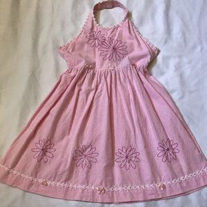 Embroidered Halter neck Open back dress